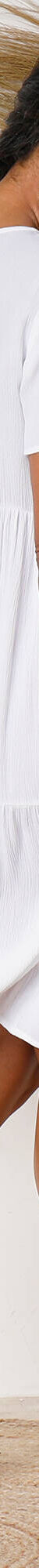 Robe col V courte unie, crépon (blanc) Robe col V courte unie, crépon (blanc)